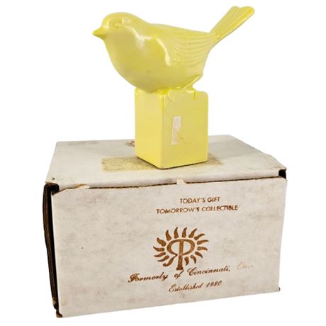Vintage 1990 Present Day Rookwood Pottery Yellow Bird Statue with Box