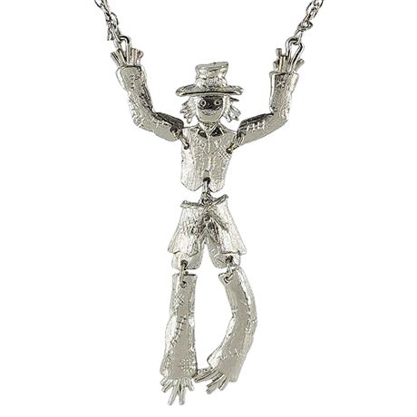 Vintage Large Articulated Scarecrow Pendant Necklace
