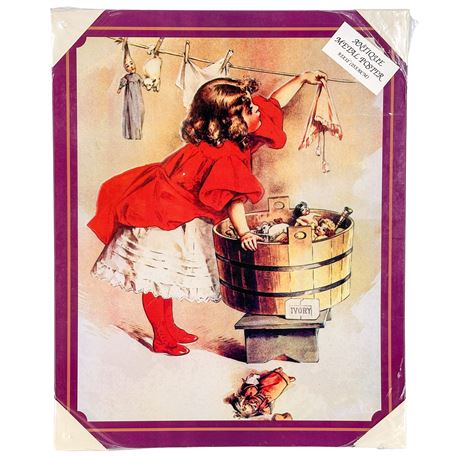 Vintage "A Busy Day" Ivory Soap Ad Reproduction Tin Sign