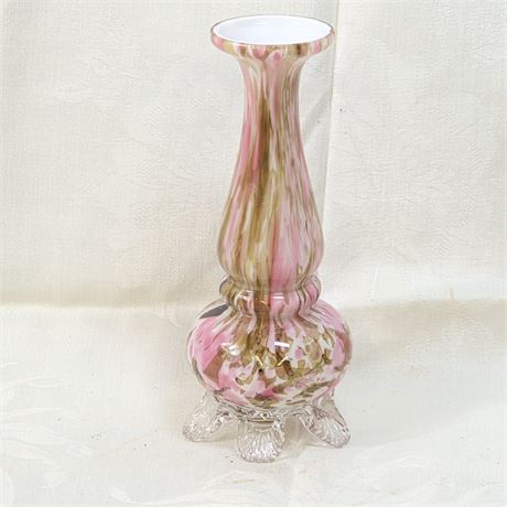 Encased Pink & Brown Swirl Bud Vase