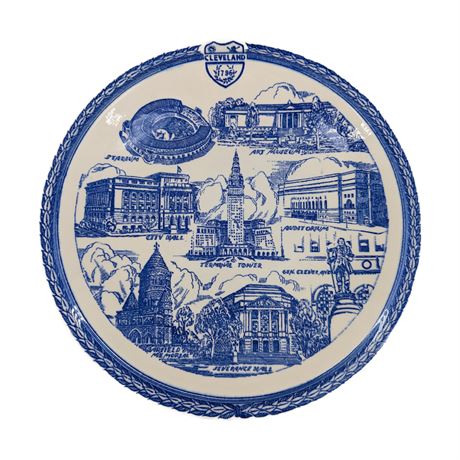 Vintage Cleveland Ohio Souvenir City Plate Vernon Kilns Landmarks