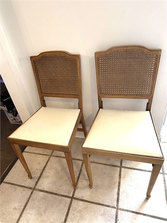 Folding Table with 2 Cane Back Folding Chairs