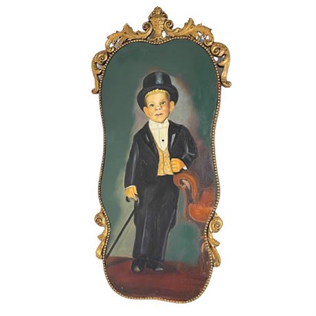 Antique Canvas Portrait of A Dapper Boy