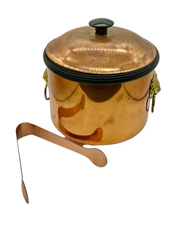 Copper Ice Bucket with Tongs