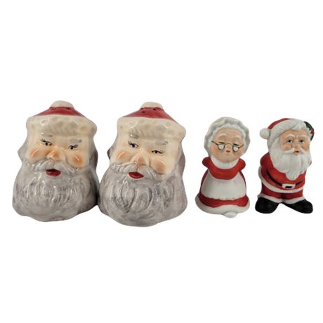 Lefton Santa & Mrs. Claus Figures / Santa Claus Salt & Pepper Shakers