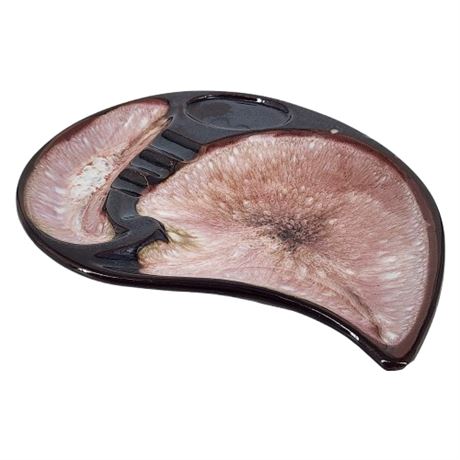 Vintage 70s Mauve/Brown Ceramic Teardrop Ashtray