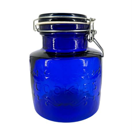 Vintage Cobalt Blue Crownford Giftware Cookie Jar