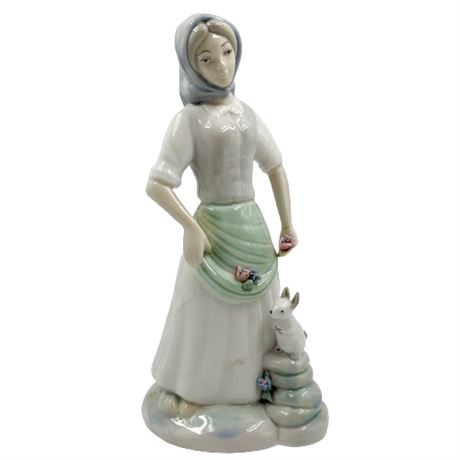Porman Export Spain Woman and Bunny Figure
