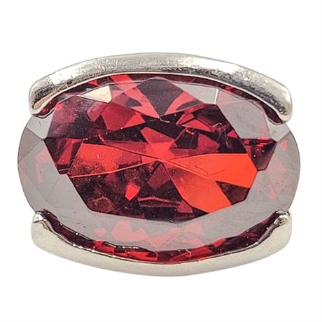 Silver Tone Faux Garnet Ring Size 5