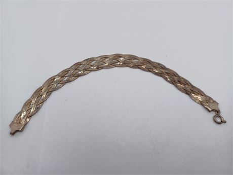 Sterling Silver Woven Herringbone Bracelet 6 Strands