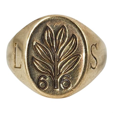 Signed Vintage BALFOUR 10K Gold Laurel School 1966 Class Signet Ring, Sz 6