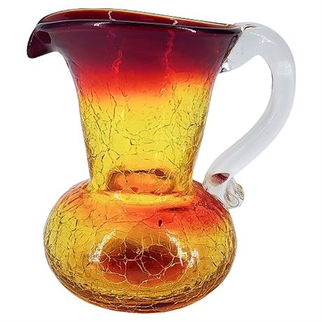 Vintage Amberina Crackle Glass Mini Pitcher