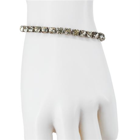 Vintage Sterling Silver Prong Set Rhinestone Bracelet