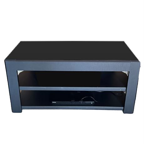 Black Composition Wood TV Stand & Samsung BD-F6700 Blu-Ray 3D Player