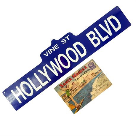 Los Angeles Vintage Souvenir Sign and Postcard