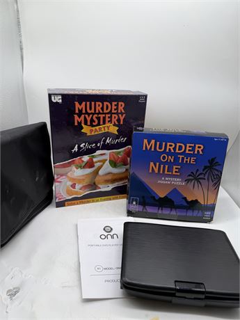 Murder Mystery Party Set & Puzzle & ONN DVD Player