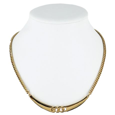 Signed Vintage TRIFARI Gold Tone Curb Chain Collar Necklace