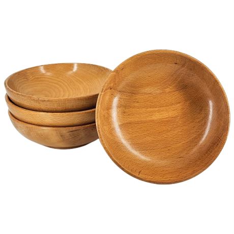 Vintage Turned Maple Bowls, Set of 4, Made in Japan