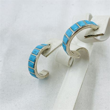 Vtg Southwest Sterling Turquoise Earrings