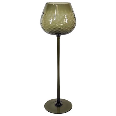 Vintage Empoli 19 Inch Tall Smoke Diamond Optic Art Glass Giant Snifter