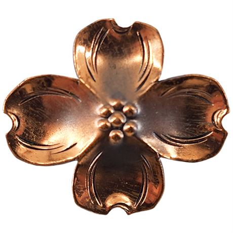 Vintage STUART NYE Hand Signed Copper Dogwood Brooch