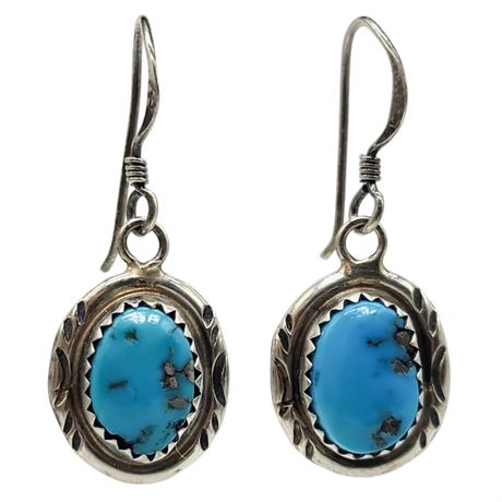 Signed SILVER STAR Sterling Silver Turquoise Earrings