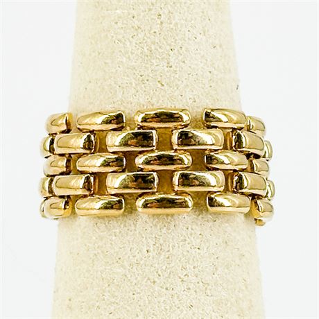Vintage Gold Tone Woven Link Ring