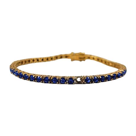 Signed Joan Rivers Blue Glass Tennis Bracelet