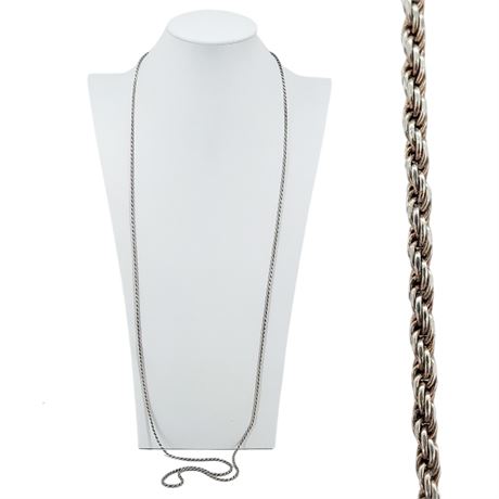 Vintage IBB 48" Sterling Silver Rope Chain