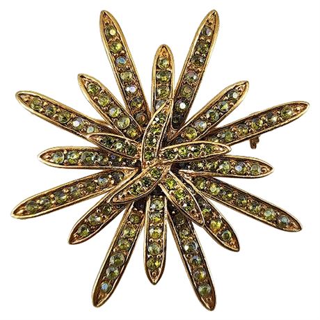 Vintage Rhinestone Flower Burst Brooch