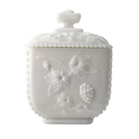 WESTMORELAND Lidded Milk Glass Compote/Candy Dish ~ Grapevine Motif