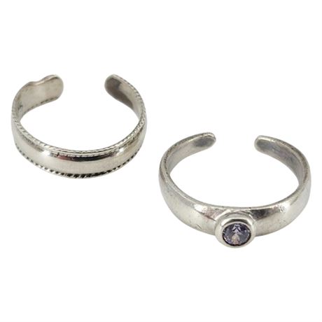 Two Vtg Sterling Silver Toe Rings