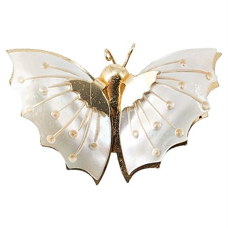 Vintage Mother of Pearl Butterfly Brooch