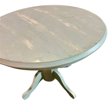 Shabby chic  blue painted wood round farm table 42" round
