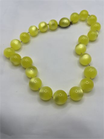 Moon glow blue side, bright, yellow, marble beaded  necklace