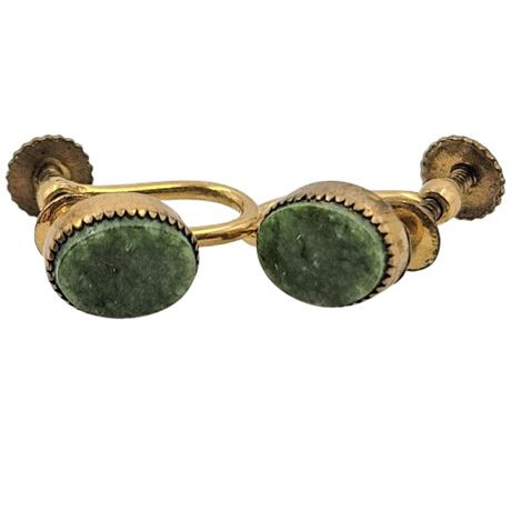 Green Stone Connemara Marble Screw Back Earrings