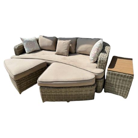 SunPatio All Weather Wicker 4 Piece Deep Seating Group Daybed