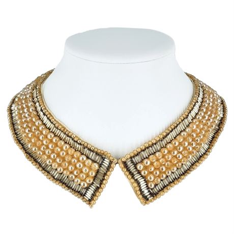 Vintage Hand Beaded Faux Pearl Collar