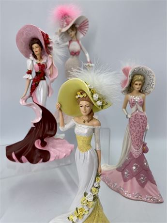 6 Thomas Kinkade Fanciful Lady Fashion Figurines