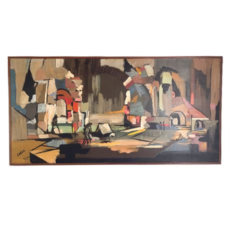 Mid-Century Carlo of Hollywood Abstract Oil Painting