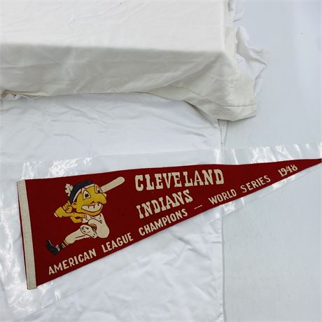 Rare Red 1948 Cleveland Indians WS Pennant