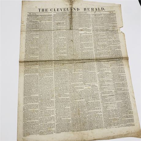 Original 1846 The Cleveland Herald Newspaper