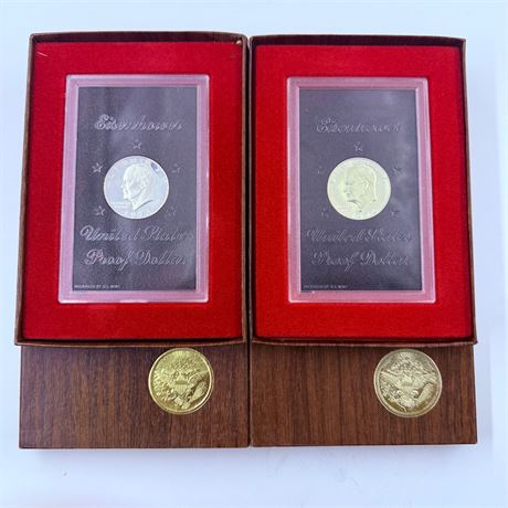 1972 + 1974 Eisenhower Silver Proof Dollars