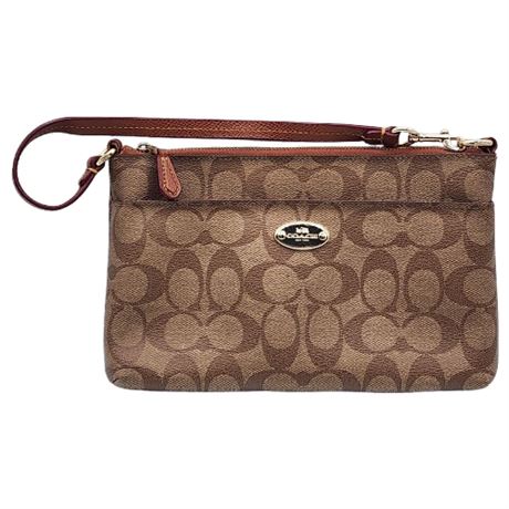 Coach Pop Pouch Wristlet in Signature Coated Canvas