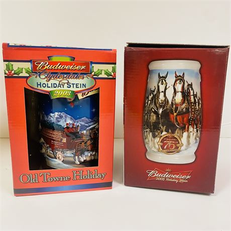2 Budweiser Steins Mint in Orig Boxes