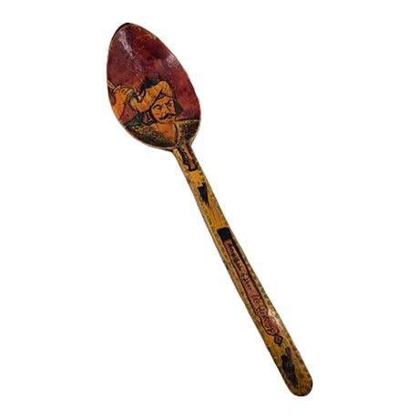 Vintage Hand Painted Turkish Wood Spoon