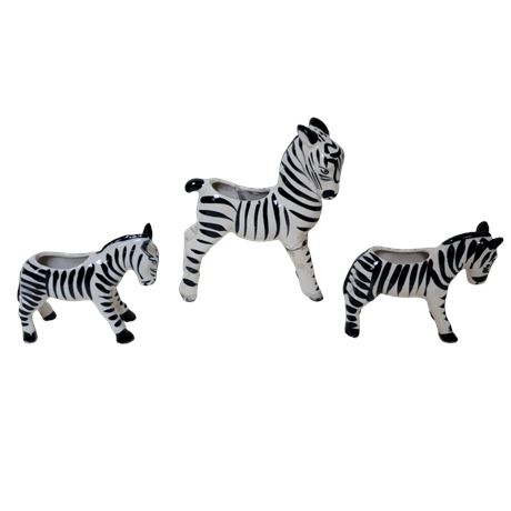 Japanese Ceramic Zebra Miniature Planters