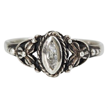 Sterling Silver White Tourmaline Ring, Sz 8.75