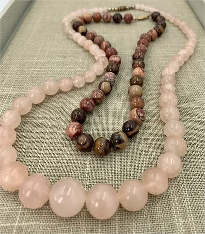 Rose Quartz & Rhodonite Natural Healing Stone Necklaces