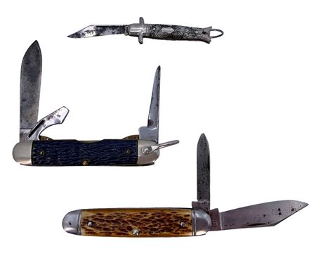 3 pc Vintage Pocket Knives : Camillus Cub Scout, Ulster, Hammer Brand